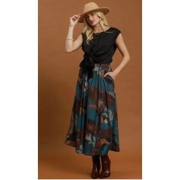 Umgee Leafy Print Skirt