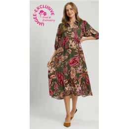 ⭐UMGEE COPYRIGHT PRINT⭐  Boho Paisley Tiered Midi Dress