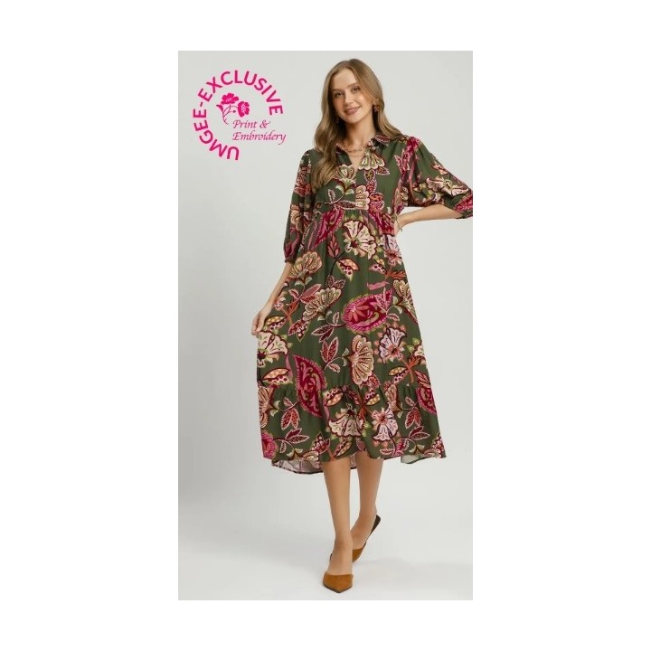 ⭐UMGEE COPYRIGHT PRINT⭐  Boho Paisley Tiered Midi Dress