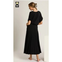 Umgee Bamboo Flare Maxi Skirt