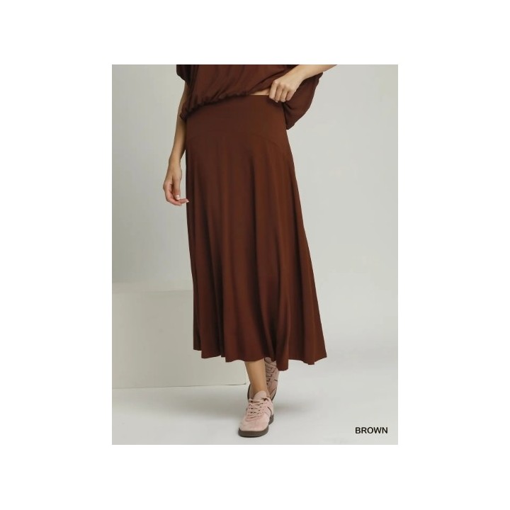 Umgee Bamboo Flare Maxi Skirt