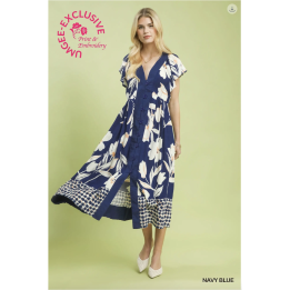 Mixed Print Midi Dress