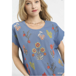 Floral Embroidery Cotton Top