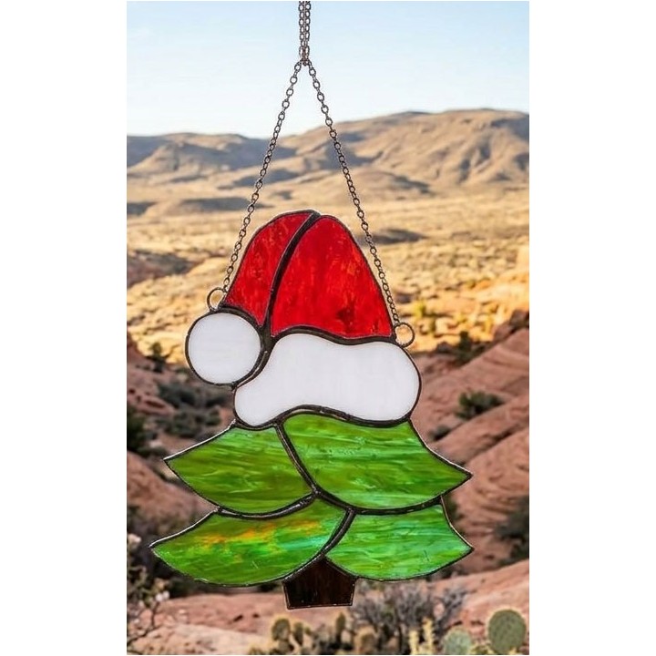 Fall/Winter stained glass Santa Hat Tree Kit